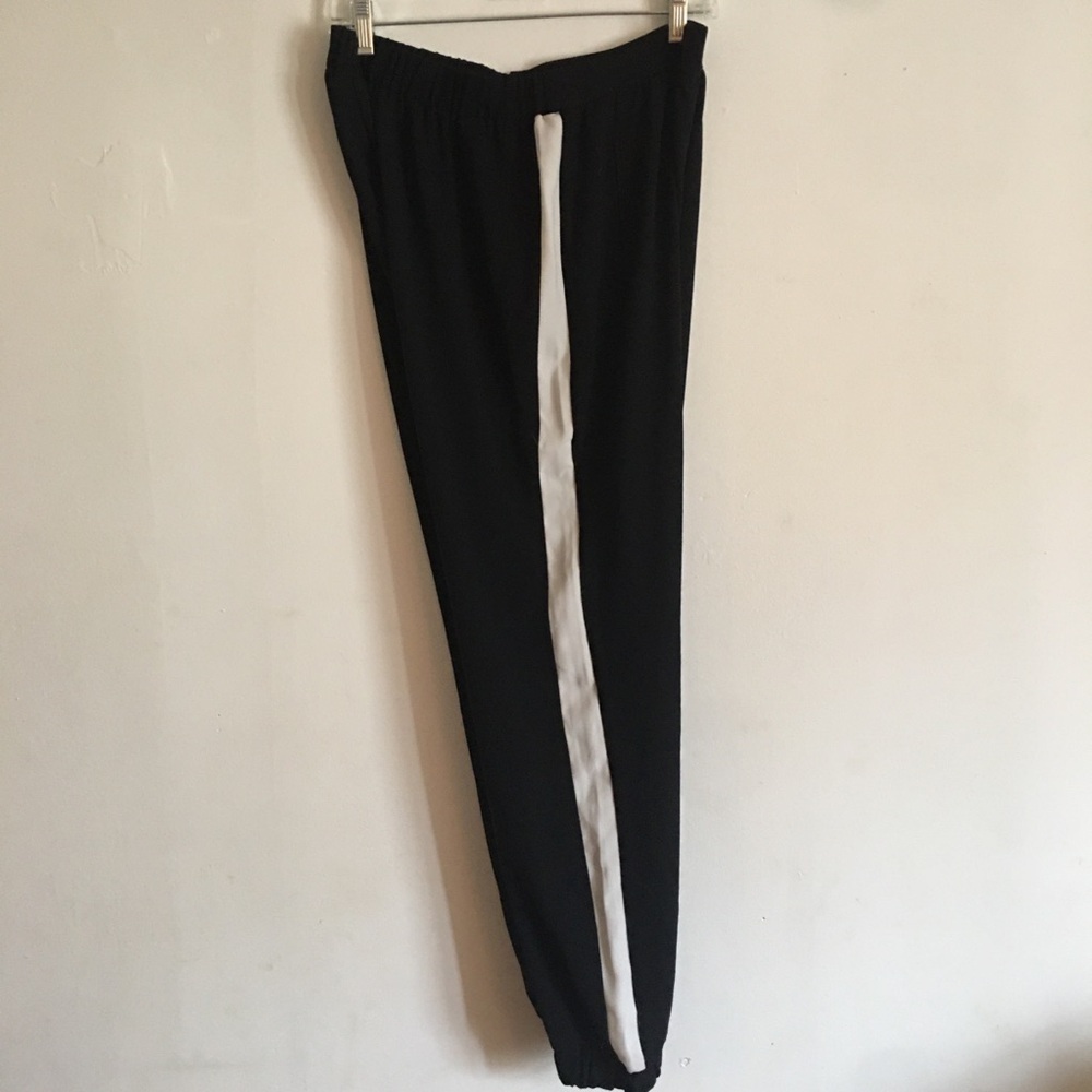 Womens Joe Benbasset White Striped Sheer Black Jogger Pants: Size Large